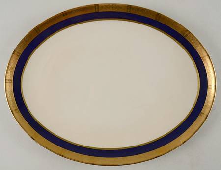 Georgian Rose Cobalt Blue (.35 Gold Band) 14" Oval Serving Platter