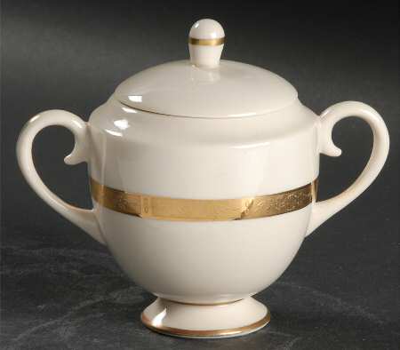 Georgian Rose No Color Band (Gold Trim, Rim) Mini Sugar Bowl & Lid