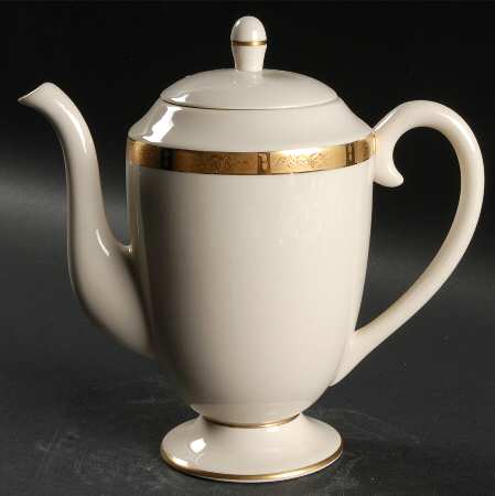 Georgian Rose No Color Band (Gold Trim, Rim) Small Coffee Pot & Lid