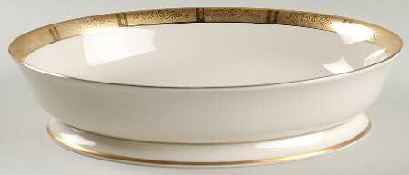 Georgian Rose No Color Band (Gold Trim, Rim) 9" Oval Vegetable Bowl