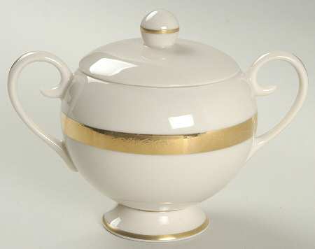 Georgian Rose No Color Band (Gold Trim, Rim) Sugar Bowl & Lid