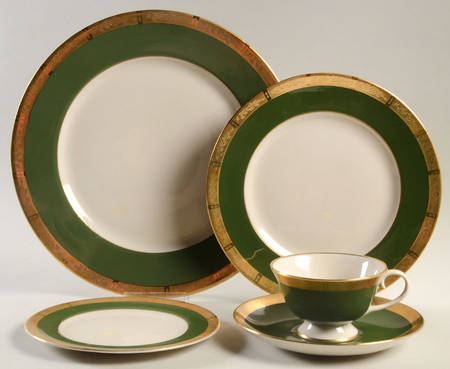 Georgian Rose Spanish Green (Rim) 5 Piece Place Setting
