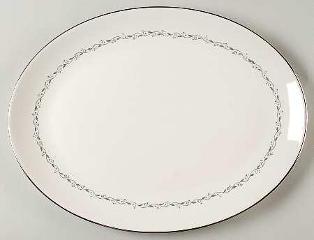 Glendora Grey (Rim) 14" Oval Serving Platter