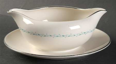 Glendora Turquoise (Rim) Gravy Boat with Attached Underplate