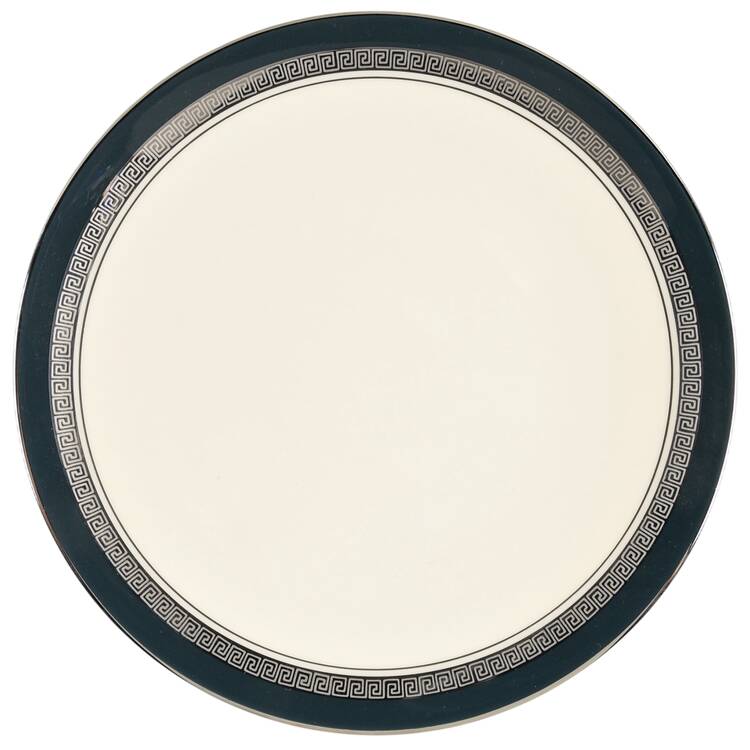Grecian Key Black (Platinum Trim,  Coupe) Salad Plate