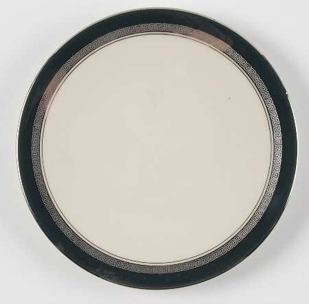 Grecian Key Black (Platinum Trim,  Coupe) Bread & Butter Plate