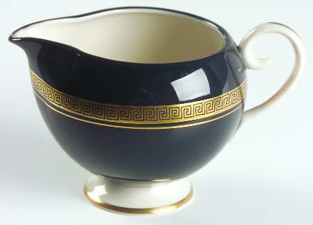 Grecian Key Black (Gold Trim,  Rim) Creamer