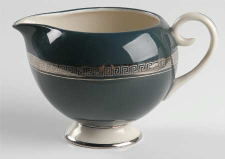 Grecian Key Black (Platinum Trim, Rim) Creamer