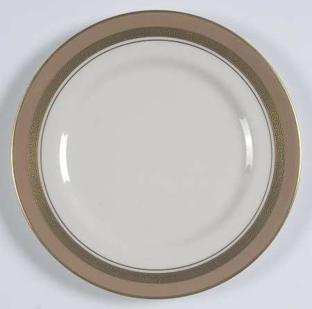 Grecian Key Cocoa (Gold Trim, Rim) Bread & Butter Plate
