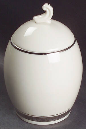 Grecian Key No Color Band (Platinum Trim, Coupe) Sugar Bowl & Lid