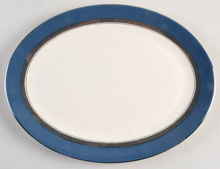 Grecian Key Mystic (Platinum Trim, Coupe) 14" Oval Serving Platter