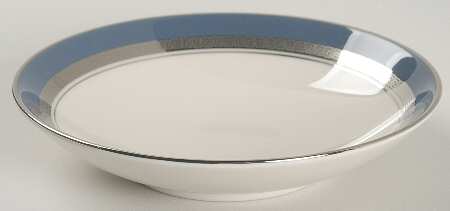 Grecian Key Mystic (Platinum Trim, Coupe) Fruit/Dessert (Sauce) Bowl