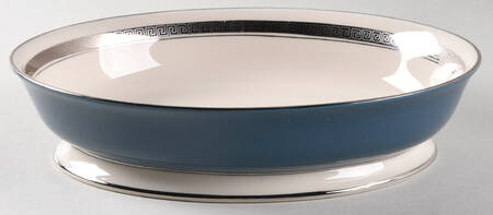 Grecian Key Mystic (Platinum Trim, Rim) 9" Oval Vegetable Bowl