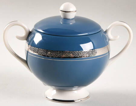 Grecian Key Mystic (Platinum Trim, Rim) Sugar Bowl & Lid