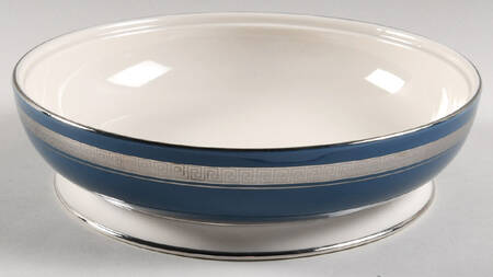 Grecian Key Mystic (Platinum Trim, Rim) Round Vegetable No Lid