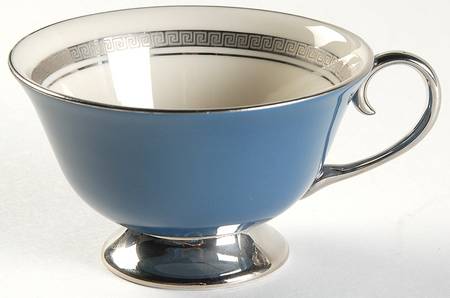 Grecian Key Mystic (Platinum Trim, Rim) Footed Cup