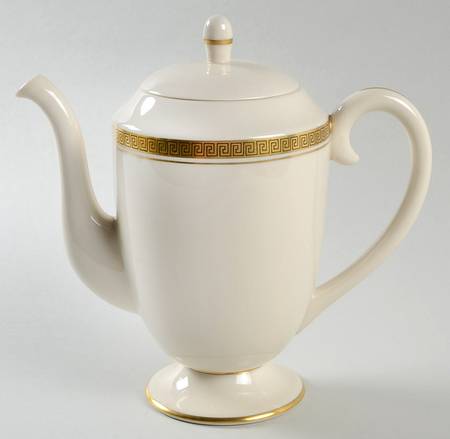 Grecian Key No Color Band (Gold Trim, Rim) Coffee Pot & Lid