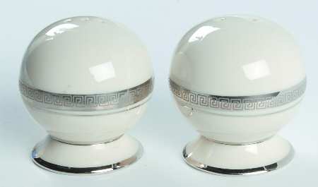 Grecian Key No Color Band (Platinum Trim, Rim) Salt & Pepper Set