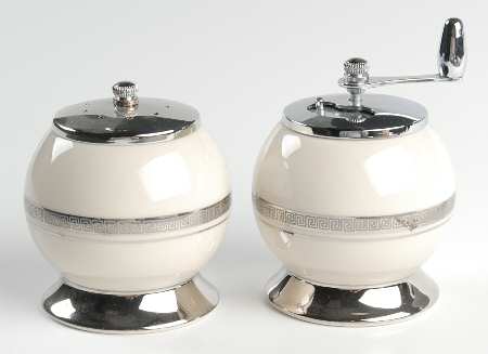 Grecian Key No Color Band (Platinum Trim, Rim) Salt Mill & Pepper Mill Set