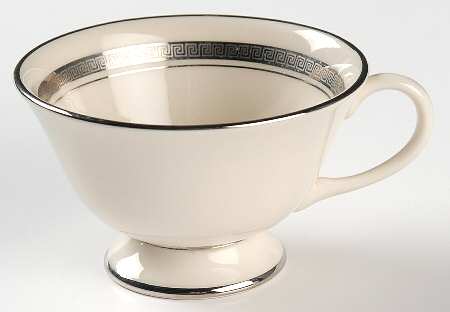 Grecian Key No Color Band (Platinum Trim, Rim) Footed Cup