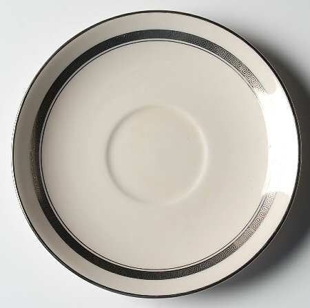 Grecian Key No Color Band (Platinum Trim, Rim) Saucer for Footed Cup