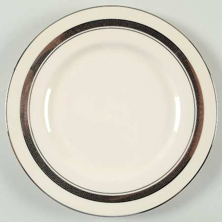 Grecian Key No Color Band (Platinum Trim, Rim) Salad Plate