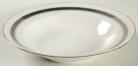 Grecian Key No Color Band (Platinum Trim, Rim) Rim Soup Bowl