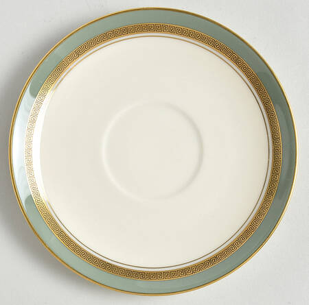 Grecian Key Sage Green (Gold Trim, Coupe) Saucer