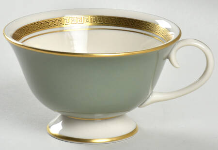 Grecian Key Sage Green (Gold Trim, Coupe) Footed Cup