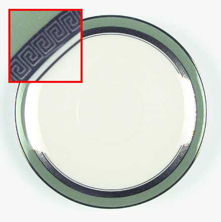 Grecian Key Sage Green (Platinum Trim, Rim) by Flintridge