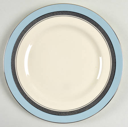 Grecian Key Strata Blue (Platinum Trim, Rim) Salad Plate