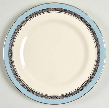 Grecian Key Strata Blue (Platinum Trim, Rim) Bread & Butter Plate