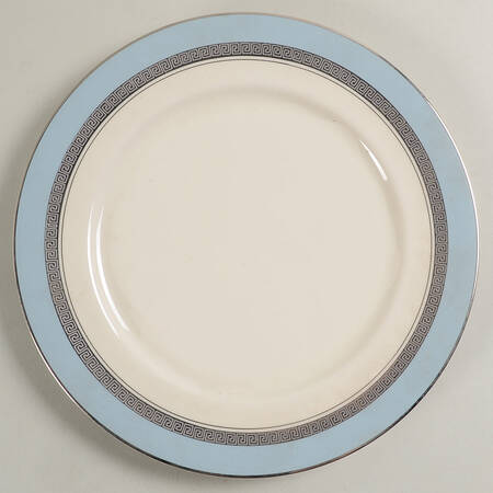 Grecian Key Strata Blue (Platinum Trim, Rim) by Flintridge
