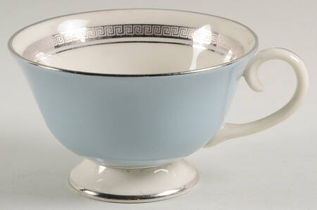 Grecian Key Strata Blue (Platinum Trim, Rim) Footed Cup