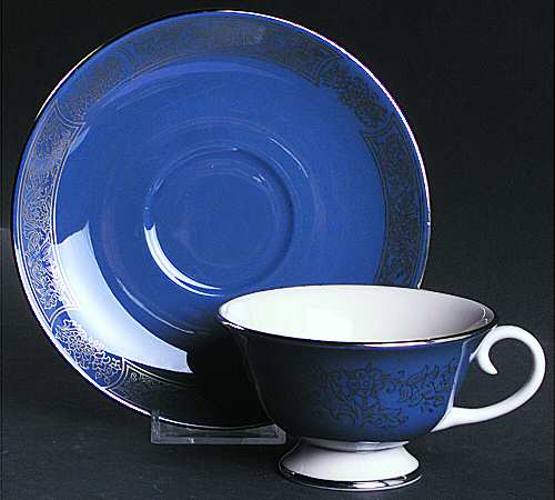 Madeira Mystic Blue (Rim) Footed Cup & Saucer Set
