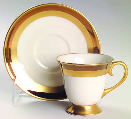 Marquis (Rim, Flintridge Backstamp) Footed Demitasse Cup & Saucer Set