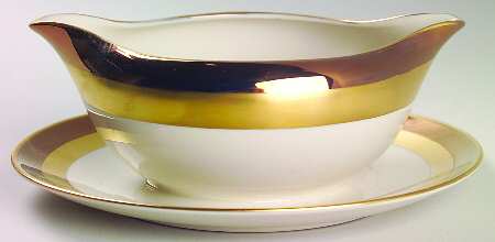 Marquis (Rim, Flintridge Backstamp) Gravy Boat with Attached Underplate