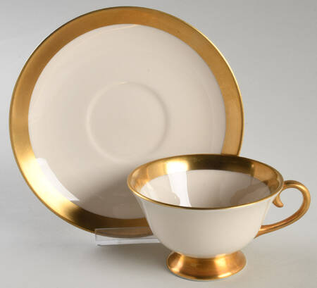 Marlo (Gold Trim, Coupe) Footed Cup & Saucer Set