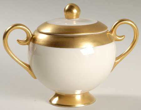 Marlo (Gold Trim, Rim, Verge) Sugar Bowl & Lid