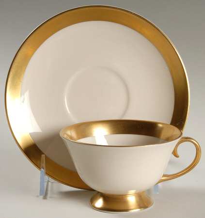 Marlo (Gold Trim, Rim, Verge) Footed Cup & Saucer Set