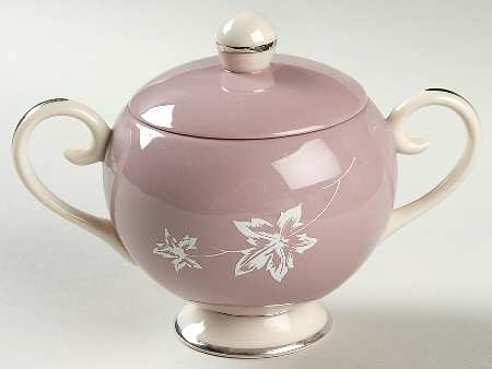 Misty Leaf Mauve Sugar Bowl & Lid