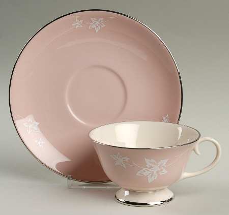 Misty Leaf Rose Footed Cup & Saucer Set