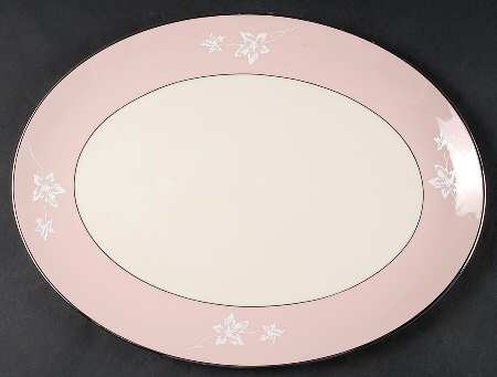Misty Leaf Rose 14" Oval Serving Platter