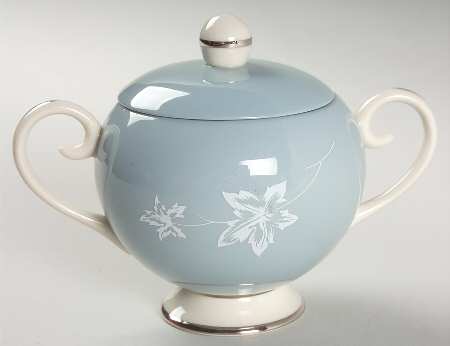 Misty Leaf Strata Blue Sugar Bowl & Lid