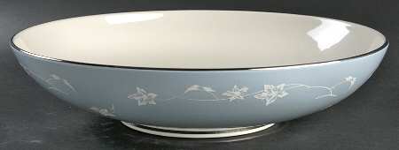 Misty Leaf Strata Blue 14" Large Salad Serving Bowl
