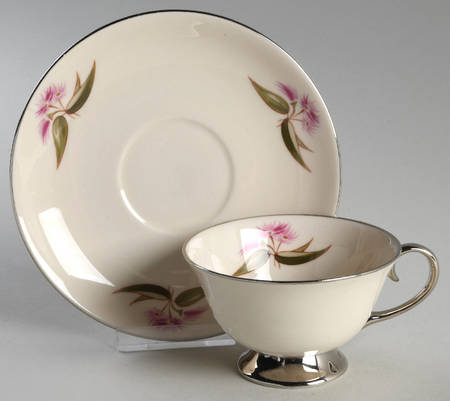 Milan No Color Band (Rim) Footed Cup & Saucer Set