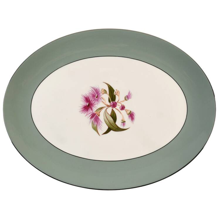 Milan Sage Green (Rim $ Coupe) 13" Oval Serving Platter