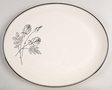 Midnight Rose 15" Oval Serving Platter