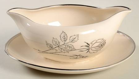 Midnight Rose Gravy Boat with Attached Underplate