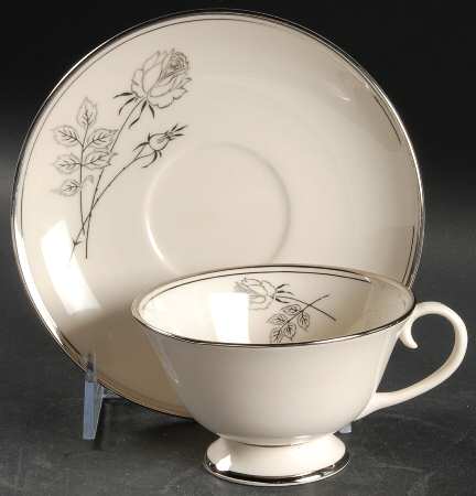 Midnight Rose Footed Cup & Saucer Set